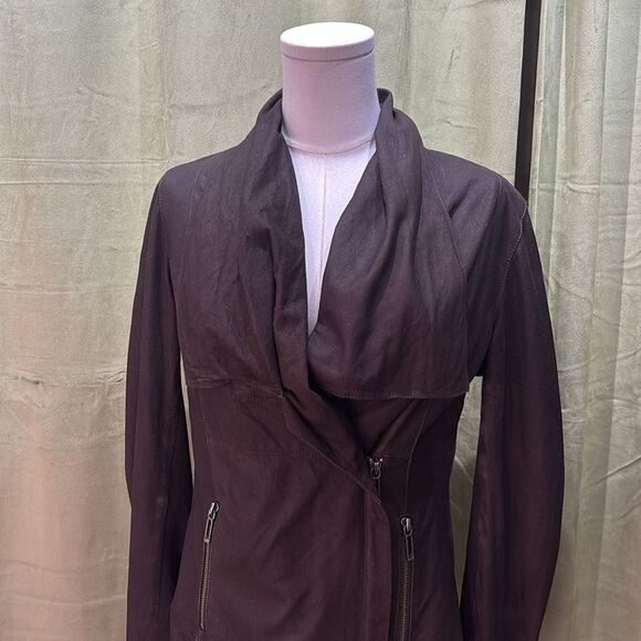 Vince brown Leather/suede Jacket with Zip Front and Tailored Silhouette, S - Picture 2 of 9